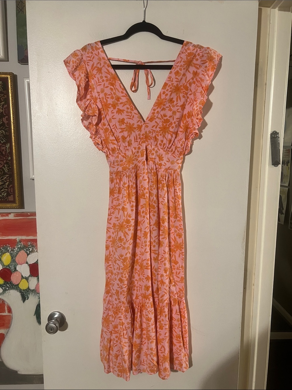 Stillwater ruffle sleeve backless sundress